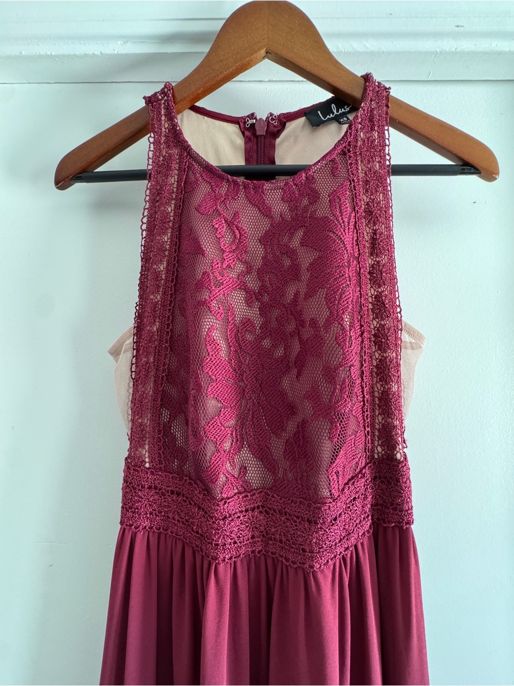 Womens Lulu's Forever and Always Burgundy Lace Maxi Dress XS - Picture 3 of 10